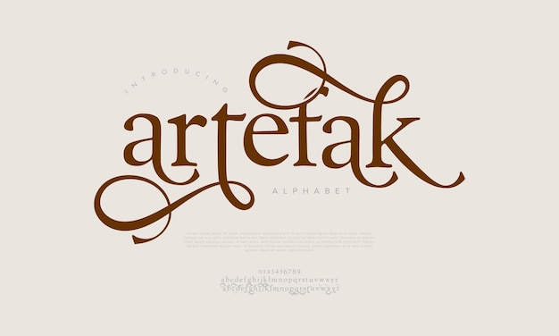 Artefak ypography красота мода элегантный минималистский сериф курсивные шрифты декоративные свадебные винтажные ретро логотипы минимальный роскошный шрифт алфавитный логотип векторная иллюстрация