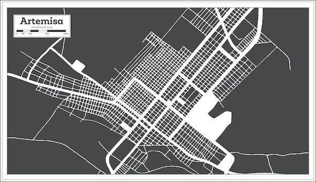 Artemisa Cuba City Map in Retro Style Outline Map