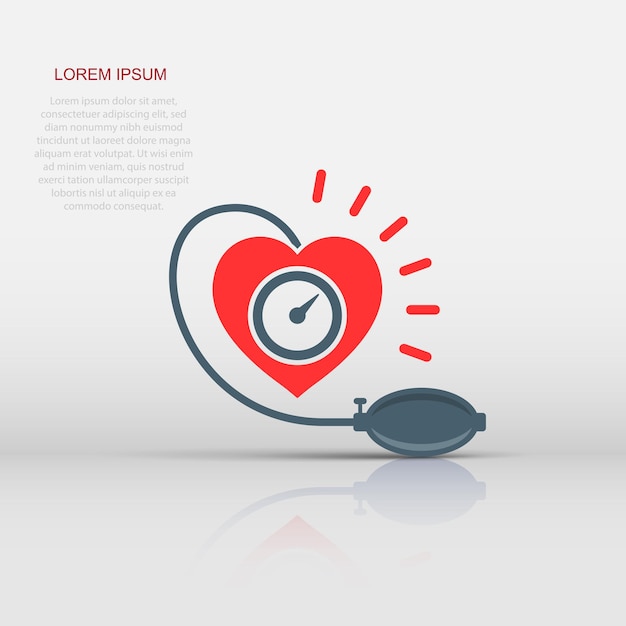 Vector arterial blood pressure icon in flat style heartbeat monitor vector illustration on isolated background pulse diagnosis sign business concept