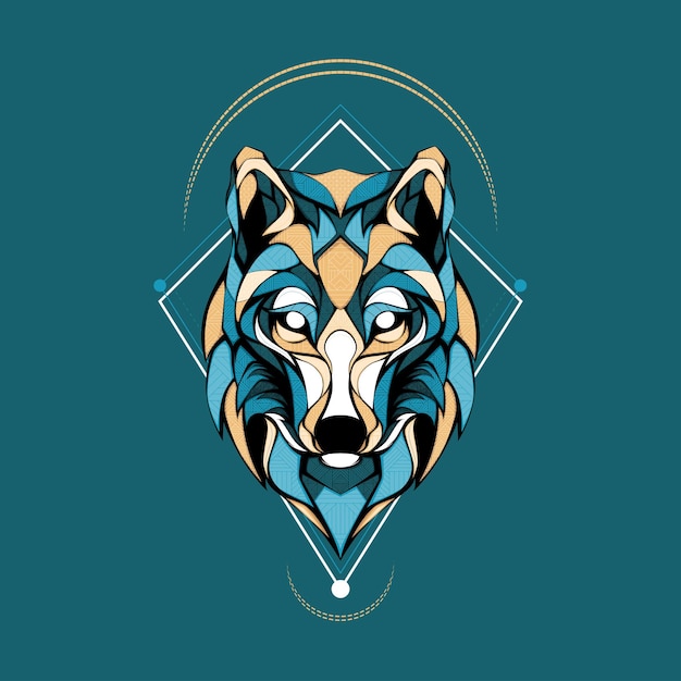 Artic wolf hoofd geometri logo illustratie