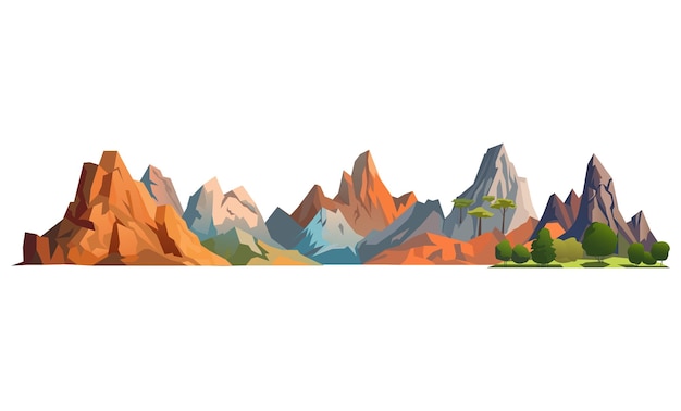 アーチケレン山脈の色とりどりの景色最小限でも魅力的な山脈のイラスト