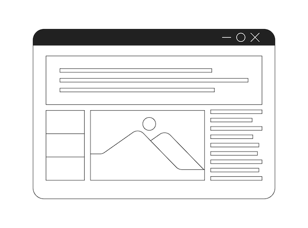Visualizzazione articolo sulla pagina web icona vettore piatto monocromatico