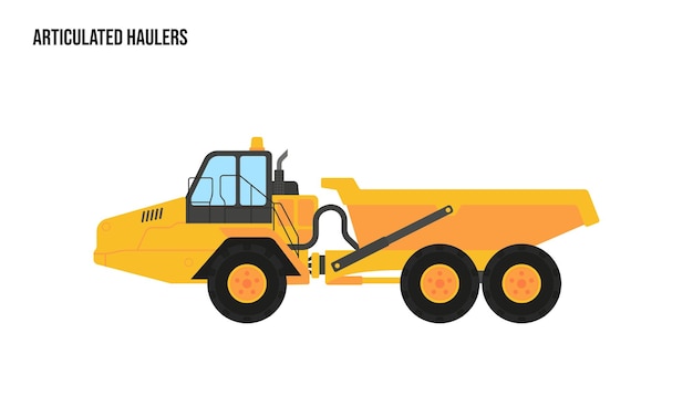 Vector articulated haulers heavy equipment flat illustration articulated haulers heavy equipment logo template vector