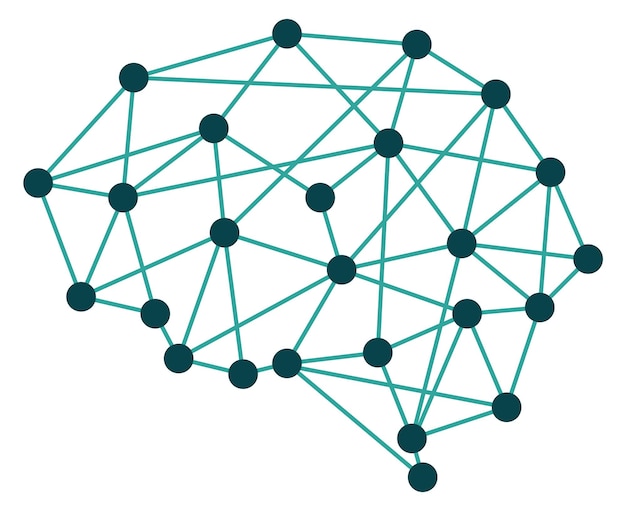 Значок искусственного интеллекта Синяя линия структуры разума