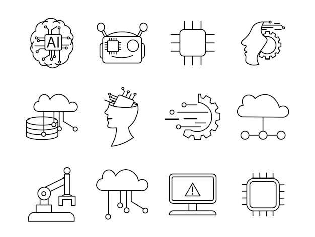 Artificial Intellegence Line art Icon Set