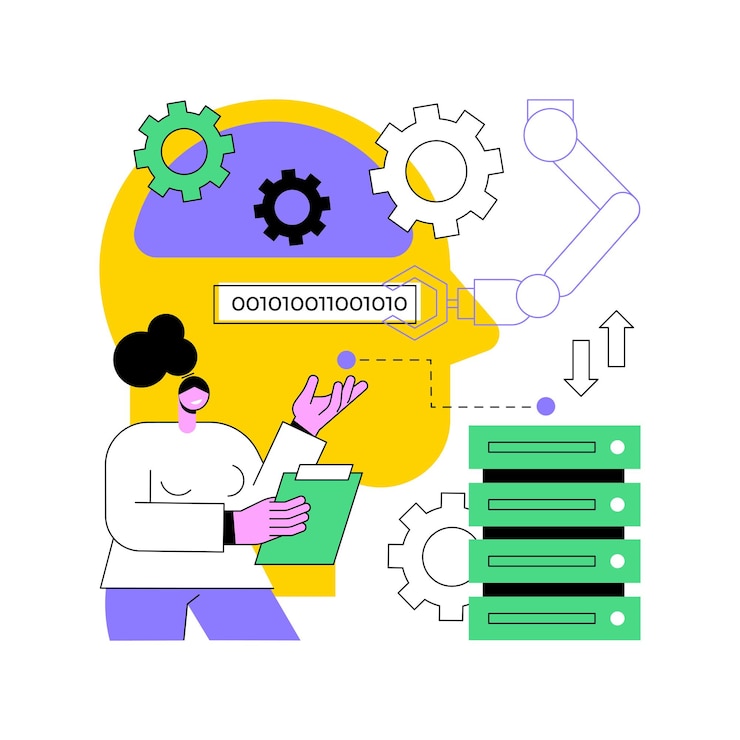 Vector artificial intelligence abstract concept vector illustration