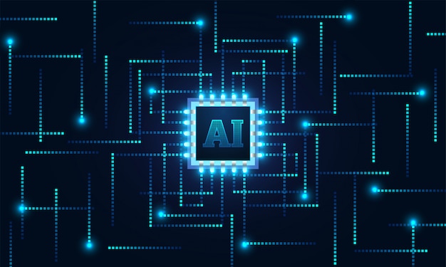 Artificial intelligence (AI) chip and digital lines.