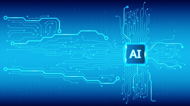 Intelligenza artificiale ai cuicrit connessione di rete dati con codice numerico binario backgroundvector illustrazione