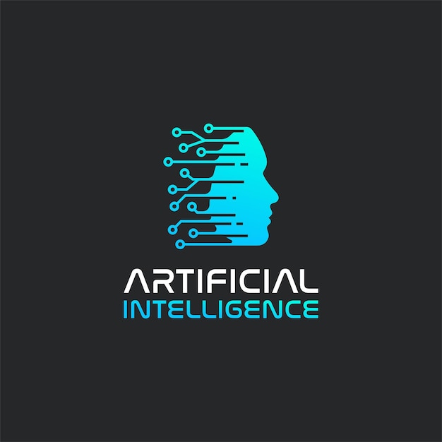 Intelligenza artificiale ai logo tecnologia umana digitale umano, robot tech icon design template vettoriale