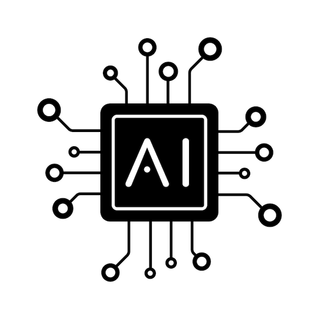 Artificial intelligence AI processor chip icon symbol Vector illustration