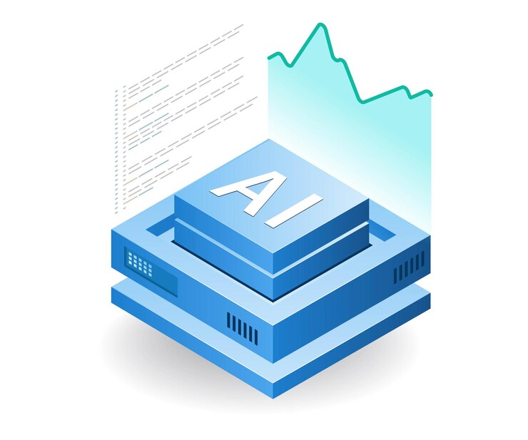 인공지능 분석 관리 평면 이소메트릭 3D 일러스트레이션