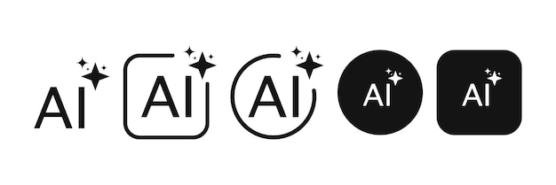 Artificial intelligence application logo icons with star in different style vector illustration