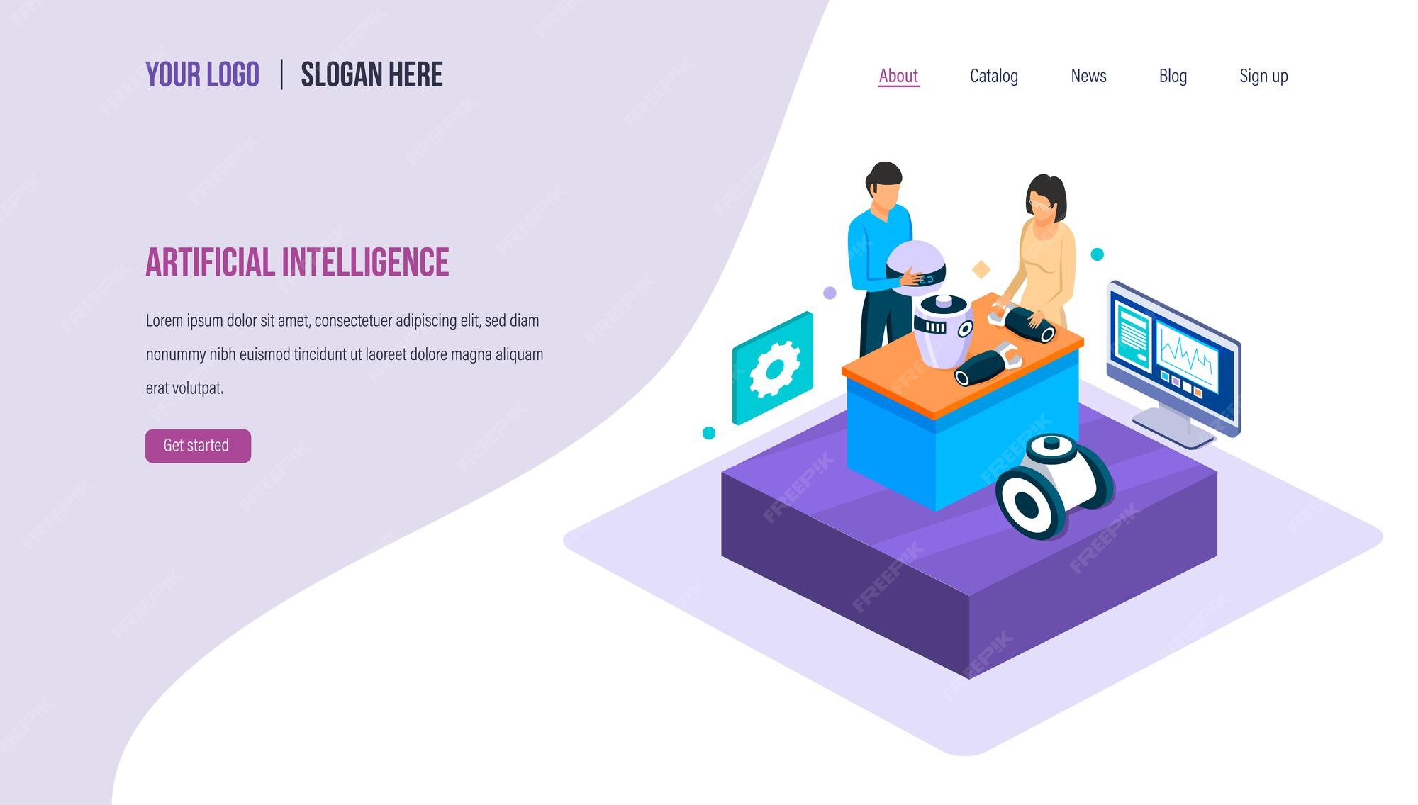 Premium Vector | Artificial intelligence. assembly of small parts of ...