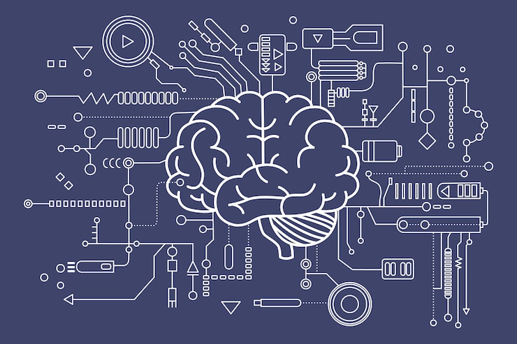Vector artificial intelligence brain concept of artificial intelligence ai and machine learning