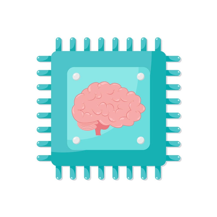 Vector artificial intelligence brain cpu chip vector illustration graphic