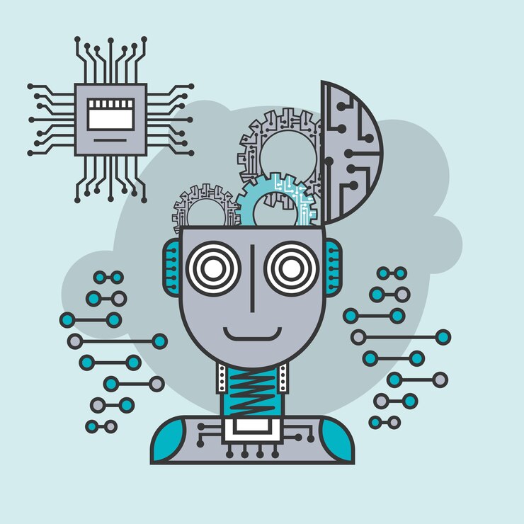 Vector artificial intelligence brain creative innovation 