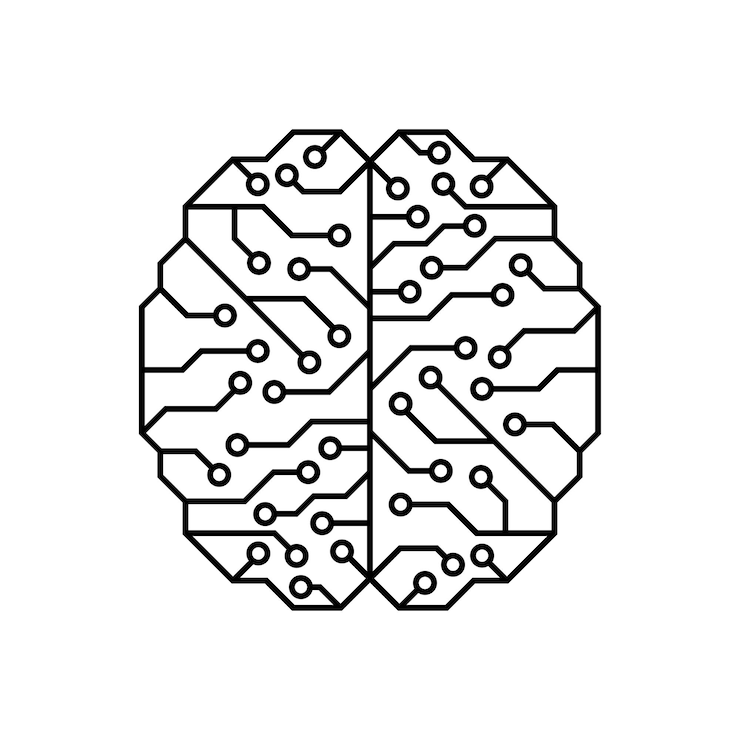 Vector artificial intelligence brain icon digital electronic data transfer concept vector illustration