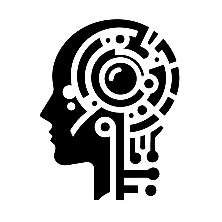 Vector artificial intelligence brain silhouette