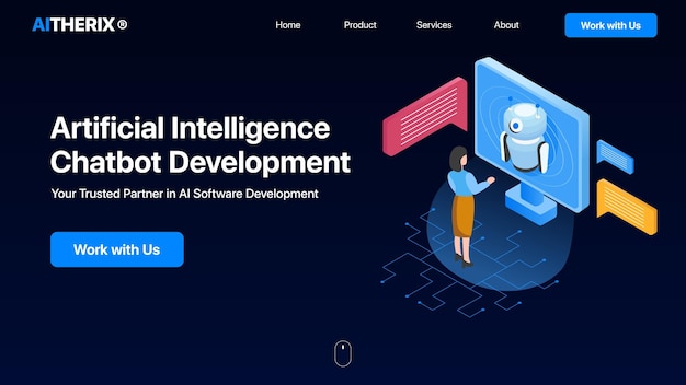 Artificial Intelligence Chatbot Development AI landing page concept