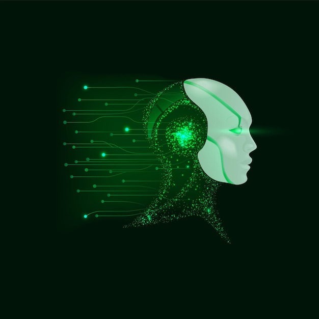 Vettore chatbot di intelligenza artificiale su uno sfondo verde