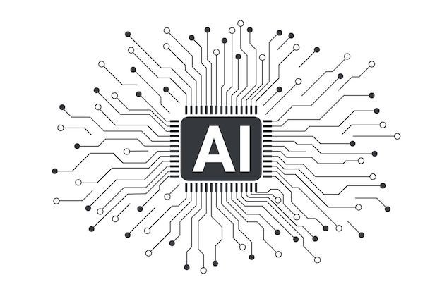 Чип-процессор искусственного интеллекта изолирован на белом концепт-CPU AI