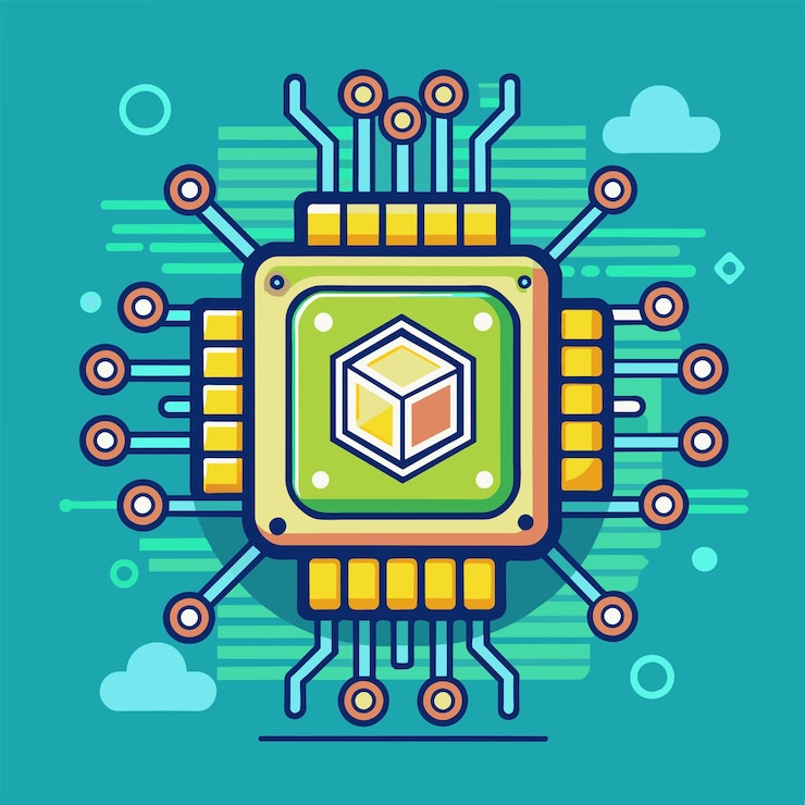 Vector artificial intelligence chip vector graphics illustration eps source file format lossless scaling ic