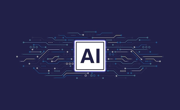 Artificial intelligence chipset on circuit board Futuristic concept Hightech technology background