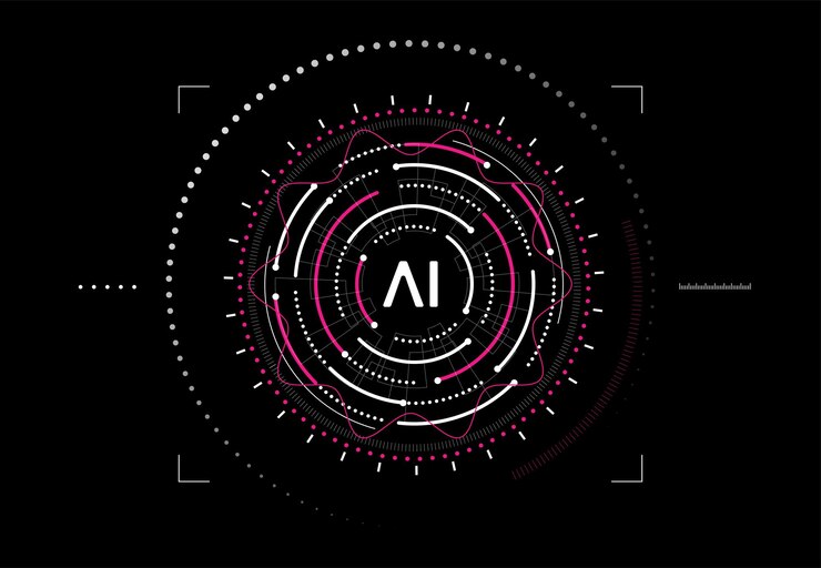 Vector artificial intelligence chipset on circuit board in futuristic concept technology artwork