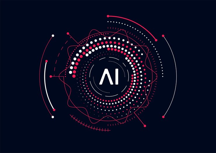 Vector artificial intelligence chipset on circuit board in futuristic concept technology artwork