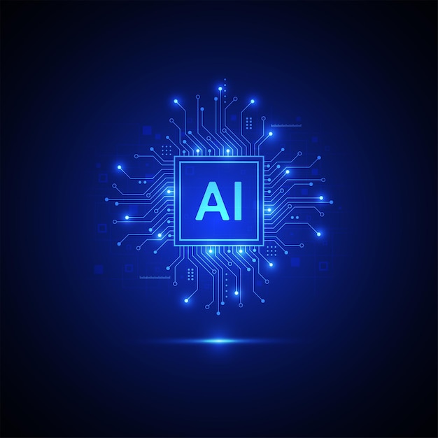 Artificial intelligence circuit line style Machine learning design Smart network digital technology AI Vector illustration