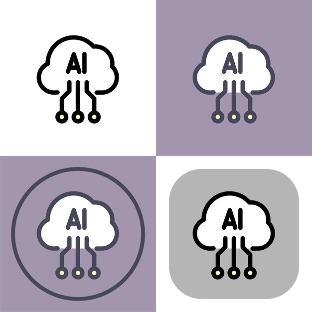 Vector artificial intelligence cloud symbol artificial intelligence icon
