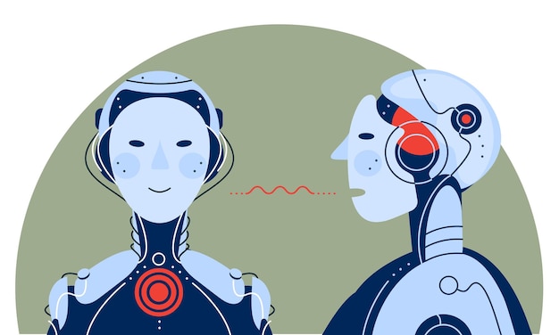 Artificial intelligence communicating itself concept trendy illustration