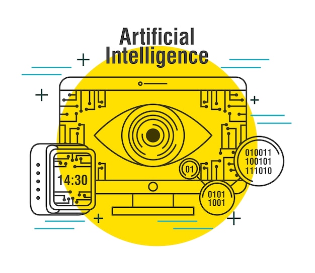 Artificial intelligence computer monitor clock digital