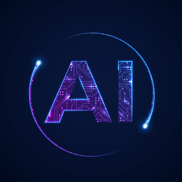 Artificial Intelligence Concept. Circuit Board Background With Ai Logo.  Illustration