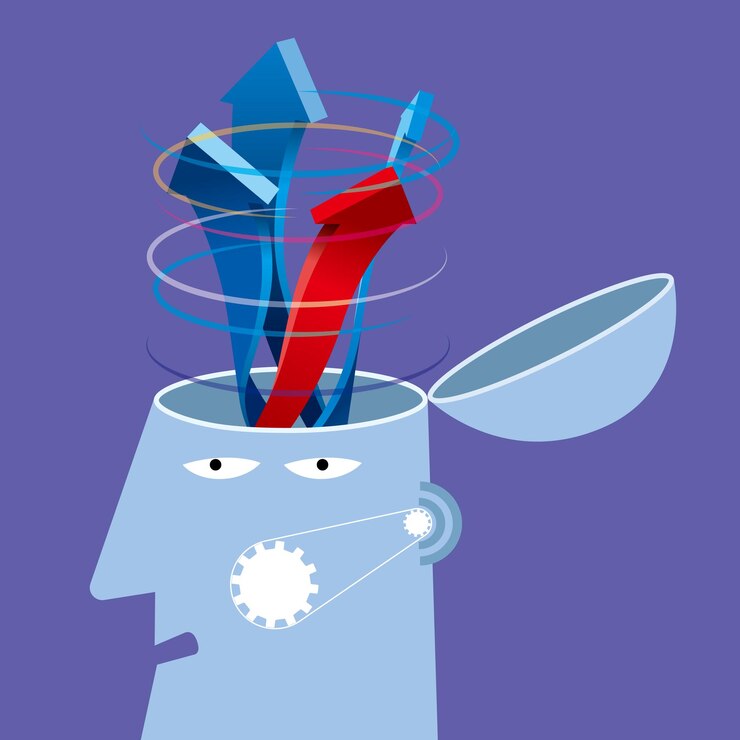 Vector artificial intelligence concept design, arrows in the brain.