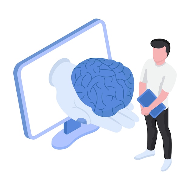 Artificial intelligence concept illustration ai brain vector