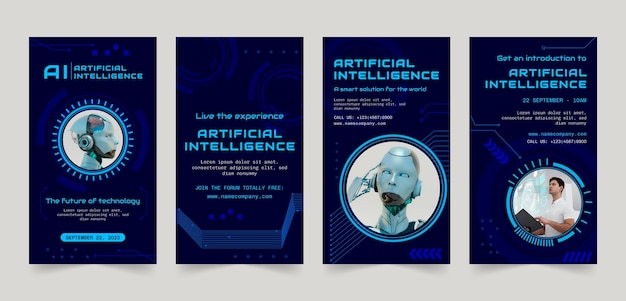 Vector artificial intelligence concept instagram stories