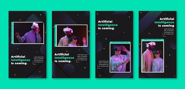 Vettore storie di instagram del concetto di intelligenza artificiale