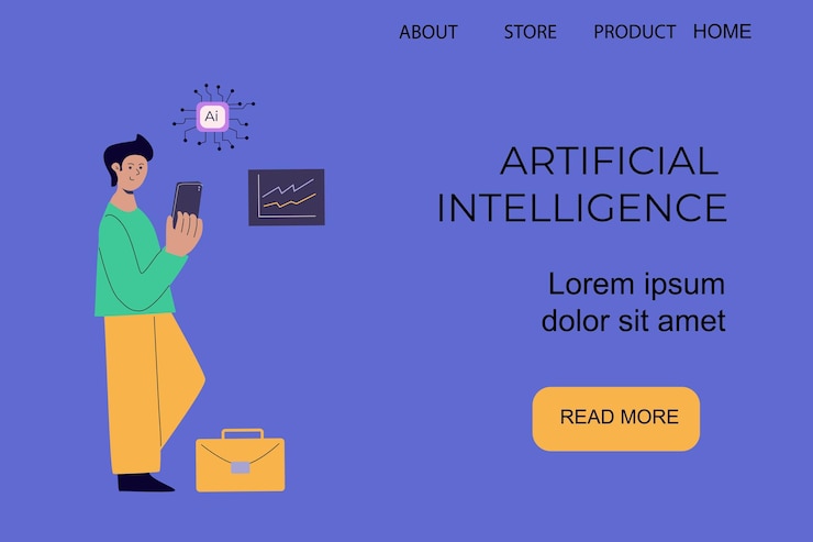 Vector artificial intelligence concept with people flat vector illustration
