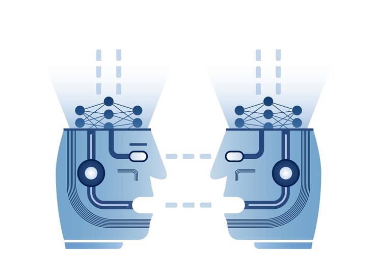 Vector artificial intelligence deep learning machine learning design concept