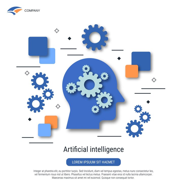Vector artificial intelligence digital mind flat design style vector concept illustration