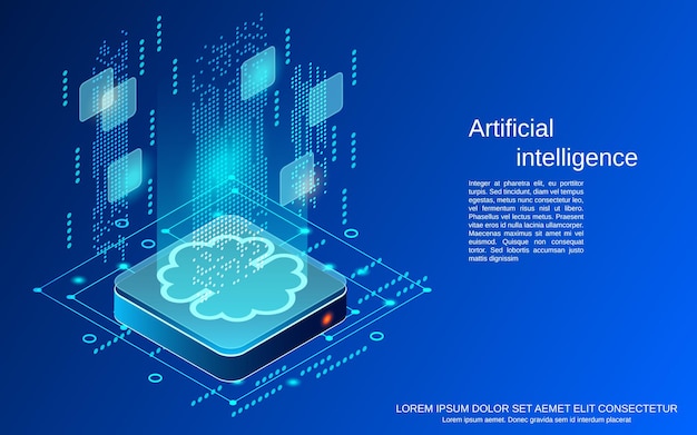 Vector artificial intelligence flat 3d isometric vector concept illustration