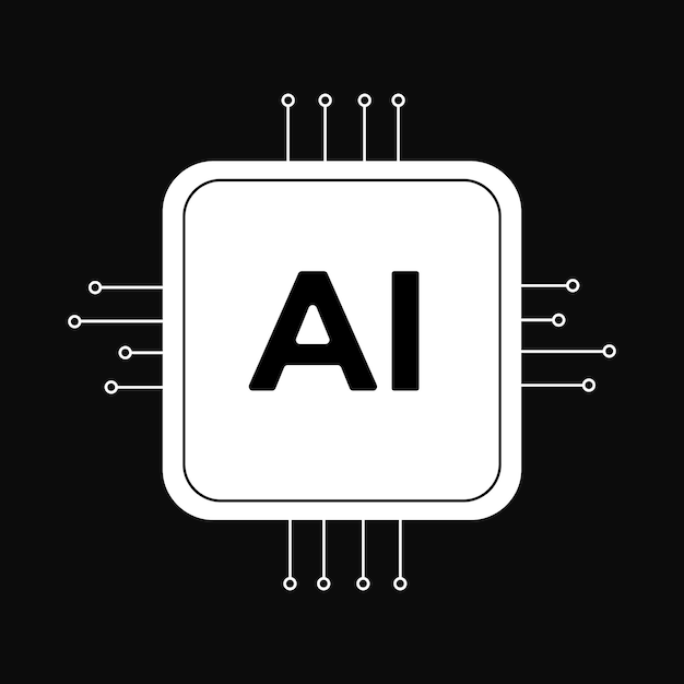 Artificial intelligence flat style icon on black background