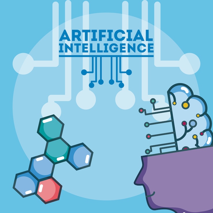 Vector artificial intelligence head silhouette 