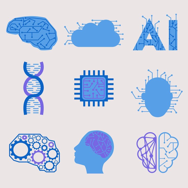 Vector artificial intelligence icon symbols collection
