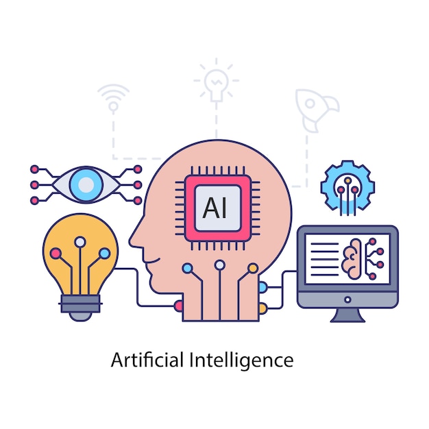 Artificial intelligence illustration editable vector