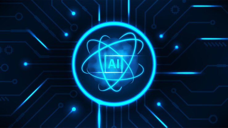Vector artificial intelligence innovation conncept system line circuit board