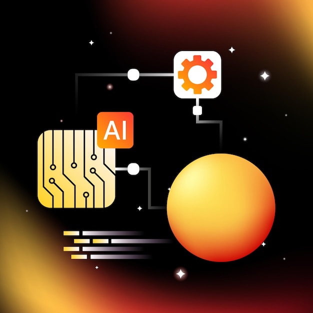 벡터 인공 지능 아이소메트릭 그림 오렌지 그래픽 디자인 요소