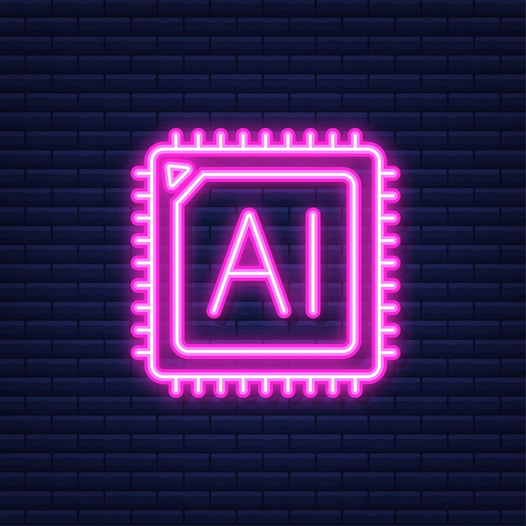 Vector artificial intelligence landing page. ai icon. vector illustration. neon icon.