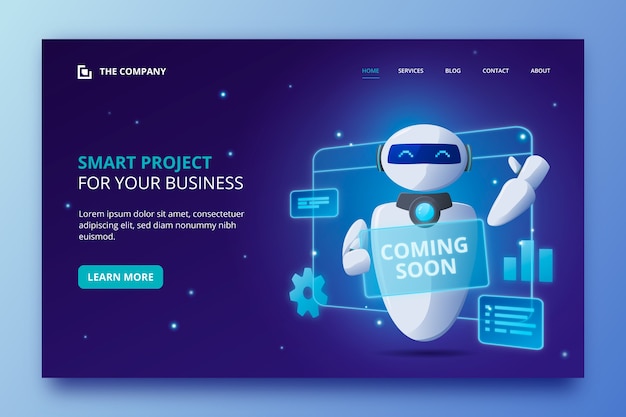 Vector artificial intelligence landing page template